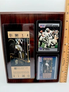 Oakland Raiders Plakette des Super Bowl XV Jim Pickett Karte + Fakten + echtes Ticket - Bild 1 von 20