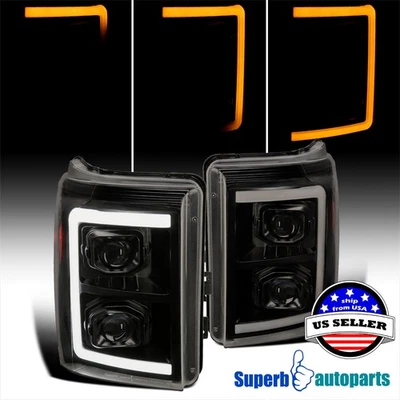 Fits 2011-2016 F250 F350 Super Duty Black Smoke Projector Headlights Dynamic LED Foto 1 de 4