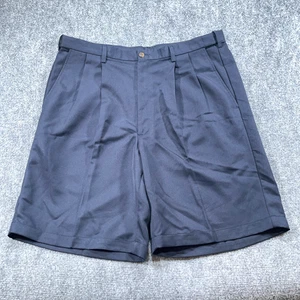 Pantalones Cortos Haggar Para Hombres 36 Azul Marino Ajustables Plisados Bolsillos 10" Entrepierna Preppy Clásicos - Imagen 1 de 10