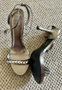 Helens Heart Silver Heels With Rhinestone Women Size 10 - Picture 1 of 10