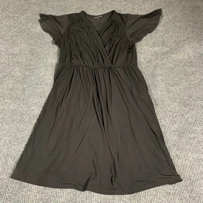 Vestido Lane Bryant para mujer 18 20 negro envolvente sintético manga corta forrado elástico midi Foto 1 de 4