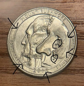 2013 D Mount Rushmore Quarter With Rare Die Strike Date Error, Date Strike Thru  - Picture 1 of 10
