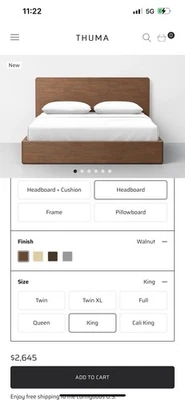 Thuma Essential Bed King Walnut Wood Headboard - Image 1 of 4