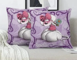 Diddl❤️Kissenbezug ❤️Diddlina mit Blume❤️45x45cm❤️Pink❤️Deutschland - Bild 1 von 3