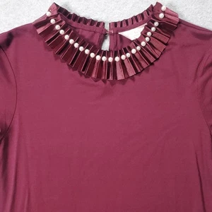 Ted Baker Pearl Ruffle Embellished Neck Fitted NickitaTop Womens Size 2 - Picture 1 of 12