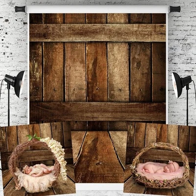 Wood Backdrop for Photography Baby Photo Backdrops Newborn Photoshoot Props P... - Image 1 of 4