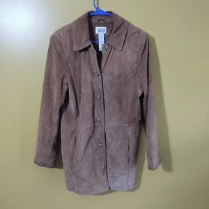 Vintage Y2K Ladies Style & Co Beige Suede Coat M - Picture 1 of 5