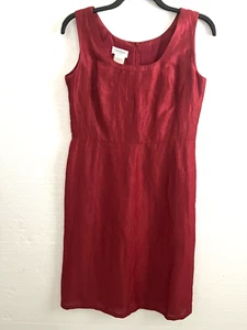 Louis Feraud Contraire Brick Red Linen Blend Dress Sleeveless Sz US 12 - Picture 1 of 8