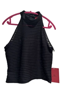 ๐๐คJS Collection Black/sheer Sleeveless ZipUp Top - Size 12 - Picture 1 of 7