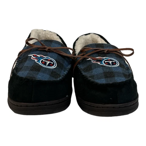 NFL Men's Team Logo Fleece Lined Flannel Moccasin Slippers Cover