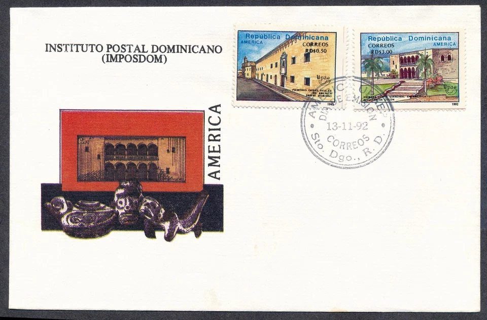 Dominican Republic #1126-1127 America Issue FDC Santo Domingo 1992 Cover Postage - Image 1 of 1
