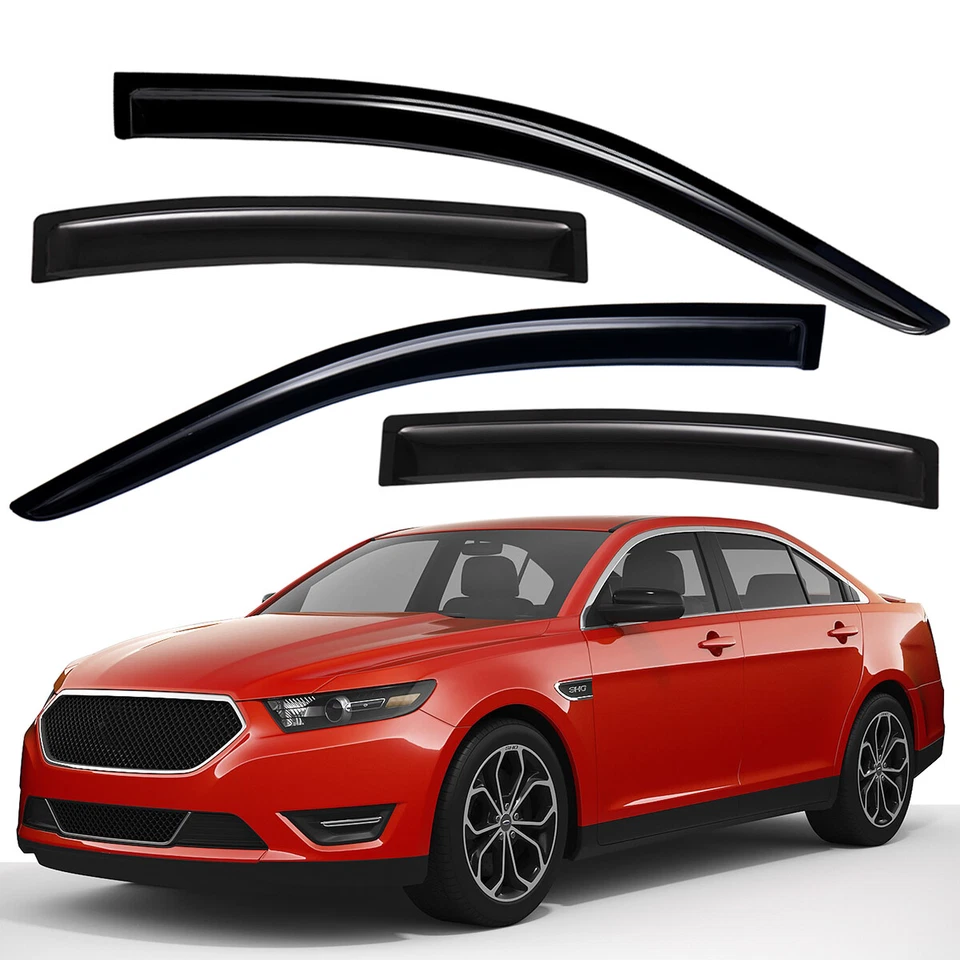 For 2010-2018 Ford Taurus Tape-on Smoke Window Visor Rain Guards Wind Deflectors - Image 1 of 4