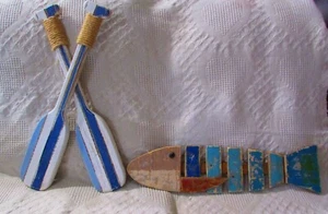 Maritime Wanddeko aus Holz, Fische & gekreuzte Ruder von Hobby Lobby - Bild 1 von 4