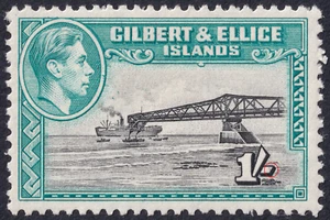 Gilbert an Ellis Islands 1939 KGVI SG 51 £40 Tintenfehler Fehler FMHOG SIEHE BESCHREIBUNG - Bild 1 von 2