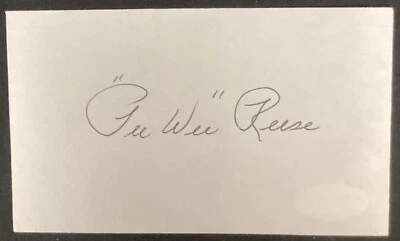 Pee Wee Reese Signed Index Card 3x5 Baseball Dodgers HOF Autograph JSA - Image 1 of 2