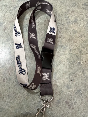 MLB Milwaukee Brewers Lanyard White Blue  Gray Clip Cover