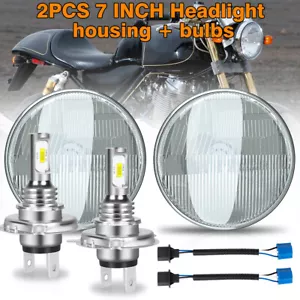 For 1975-1981 Yamaha XS650 7" inch Round Headlight Housing + LED High/Low bulbs - Bild 1 von 12