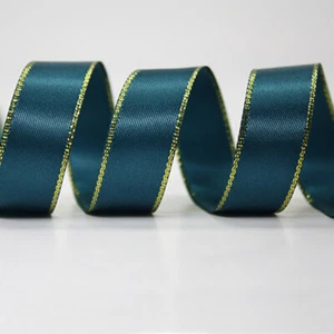 20 Yards Double Face Gold Metallic Edge Satin Ribbon 6mm 9mm - Picture 1 of 35