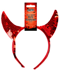 Red Devil Horns Sequin Headband Halloween Ladies Girls Fancy Dress Accessory UK