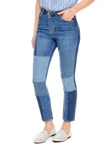 Sandro Hani Exposed Zip Patchwork Blue Jeans Denim 10 Neu mit Etikett - Bild 1 von 10