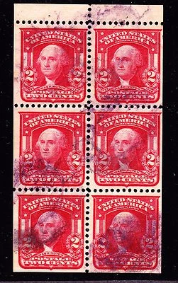 US 319g 2c Washington Complete Booklet Pane Used w/Tab VF-XF SCV $450 - Image 1 of 2