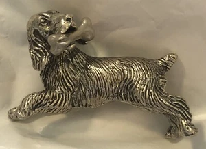 Vintage Pietro Sorini Silver Dog with Bone Figurine Italy *105AR 2" Long - Picture 1 of 9