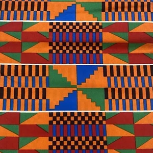 African Wax Print Ankara Fabric   6 Yards dress fabric/craft /skirt Kente Design - Picture 1 of 5