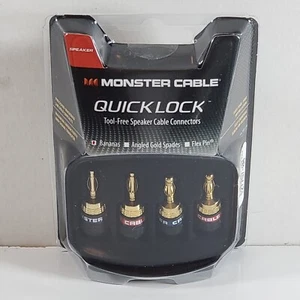 Monster Cable Quick Lock Bananas Speaker Cable Connectors Brand New - Picture 1 of 11