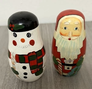 Nestchenpuppen aus Holz - Weihnachtsmann und Schneemann - Bild 1 von 4