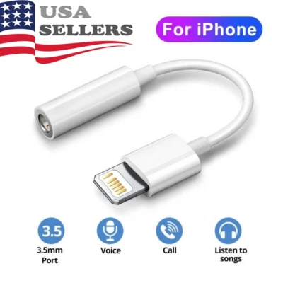 For iPhone Headphone lot Adapter Jack 8Pin to 3.5mm Aux Cord Dongle Converter