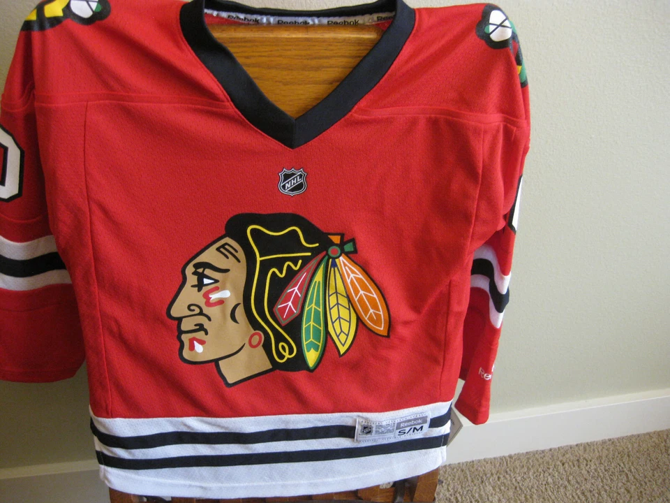 Camiseta deportiva de hockey Patrick Sharp Chicago Blackhawks NHL CCM juvenil pequeña nueva con etiquetas Foto 1 de 4