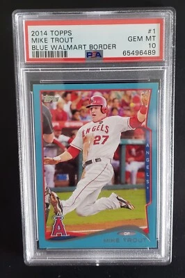 2014 Topps Mike Trout Wal-Mart Blue Border #1 PSA 10 GEM MINT - Image 1 of 2
