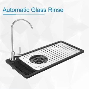 Glass Rinser W/Faucet Multi Angle Nozzle Cup Washer Pitcher Cleaner Drain Board - Picture 1 of 15