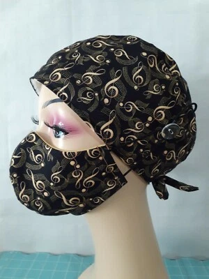Music Note Scrub Hat Set Surgical Cap Set - Image 1 of 4