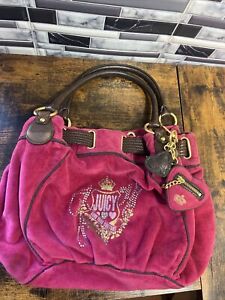Vintage Red Juicy Couture Purse Satchel Bag Velour Handbag Love Your Couture Y2K