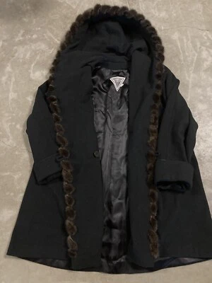 Abrigo largo pesado negro vintage de piel sintética talla 10 de J Percy Marvin Richards para mujer Foto 1 de 4