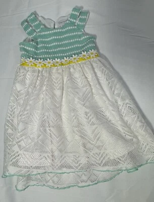 Vestido Sin Mangas Margarita Encaje Forrado Solero Floral Dulce Corazón Rosa Niñas 3T Foto 1 de 4