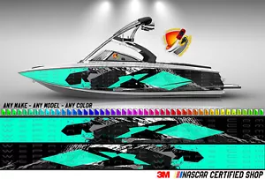 Calcomanía de vinilo gráfica Aqua Hexagons bote envolvente pesca bajo pontón deportista barcos - Imagen 1 de 6