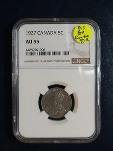 1927 CANADA NICKEL NGC AU55 5C Coin PRICED TO SELL NOW! - Picture 1 of 4