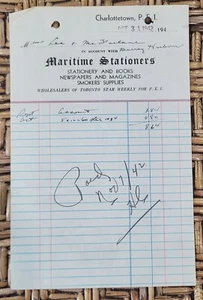 1942 Billhead Prince Edward Island Charlottetown Maritime Stationers - Picture 1 of 1
