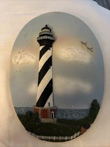 3D Ceramic Cape Hatteras, North Carolina Lighthouse Oval Wall Plaque Picture - Picture 1 of 2