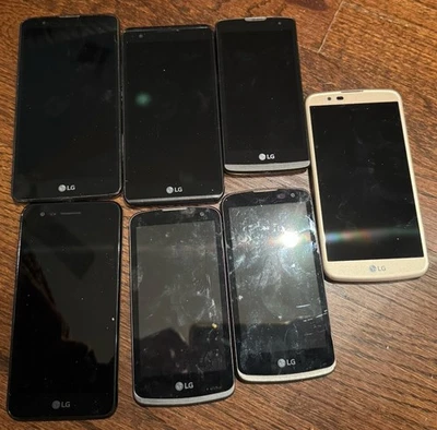 Lote de 7 LG MS345 K10 MS550 M150 L44VL (ROTO] Vidrio agrietado vendido como está Foto 1 de 2