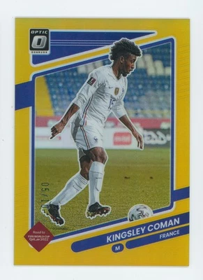 Cartão de futebol 2021-22 Kingsley Coman Panini Donruss Optic ouro holográfico França 5/10 - Imagem 1 de 3