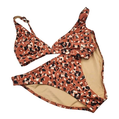 Conjunto de traje de baño bikini Old Navy para mujer talla L marrón estampado animal Foto 1 de 4