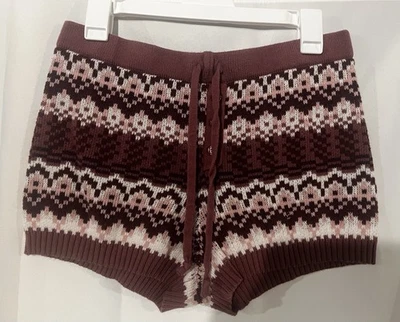 Aeropostale Mujer Rojo Rosa Tejido Suéter Pantalones Cortos Talla L Tiro Alto Salón Acogedor Foto 1 de 3