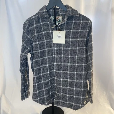 Free Planet Window Pane Button Down Flannel Mens Gray/White/Black Small NWT - Image 1 of 4