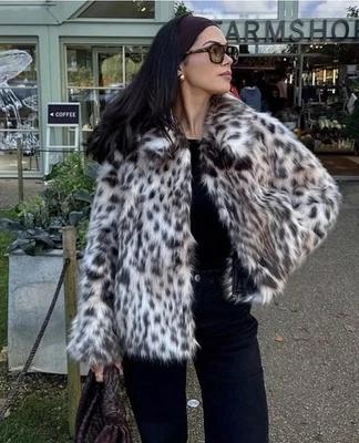 ZARA NEW WOMAN ZW COLLECTION FAUX FUR JACKET LEOPARD SIZE S 8490/241 - Image 1 of 4