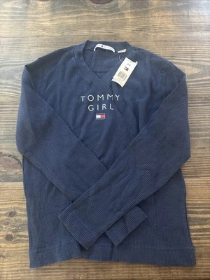 Vintage Tommy Girl Long Sleeve Waffle T Shirt V Neck Size Medium Dawahares - Image 1 of 4