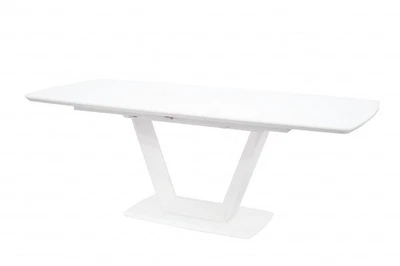 Logato SMALL Extending Table - Matt White & Glass 120cm - 160cm - Image 1 of 4