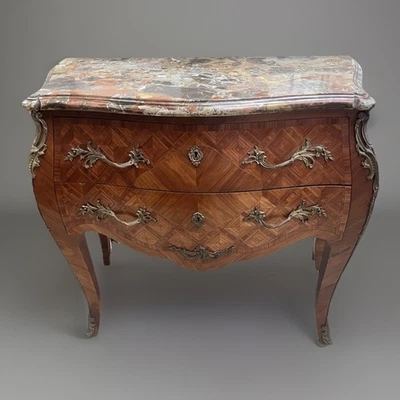 LOUIS XV STYLE MARBLE-TOP BOMBE COMMODE - Image 1 of 4